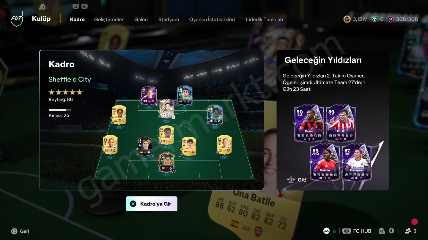 İçinde 3.000.000 coini bulunan satılık FC27 Hesap (#1151304)