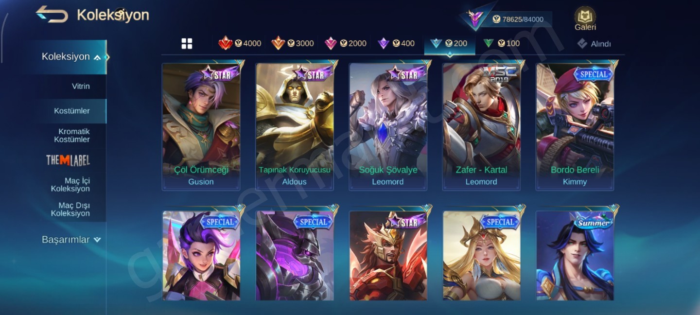 325 Kostüm+400binGold+ 130 Hero+30 k kitap (#1152805)