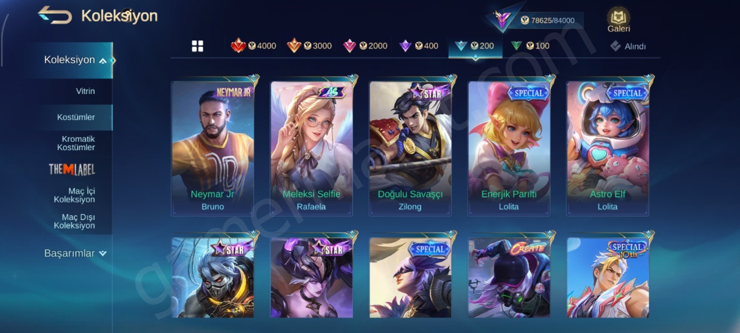 325 Kostüm+400binGold+ 130 Hero+30 k kitap (#1152805)