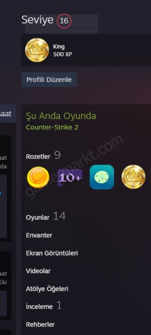 16 OYUNLU CS2 SEÇKİN HESABI OLAN TERTEMİZ STEAM HESABI (#1153457)